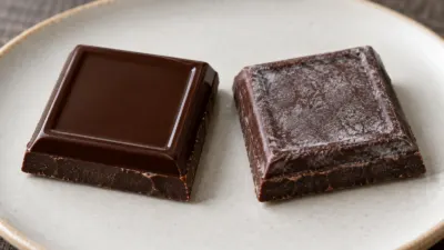 Ilustração editorial sobre chocolate esbranquiçado não é mofo.